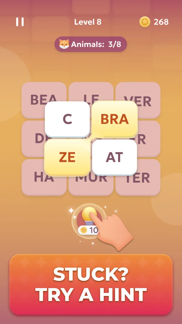 Word Mahjong: themed level with a hint